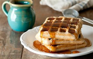 Whole Wheat Waffles with Syrup