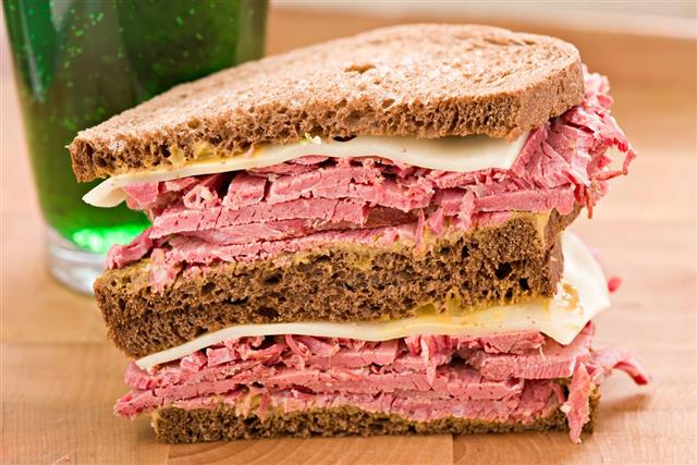 Corned Beef Sandwich And Green Beer