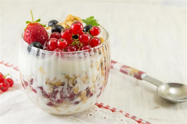 Granola Parfait with Berry Fruit and Cream