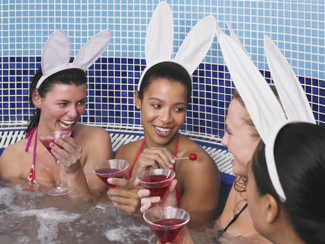 Four women in hot tub