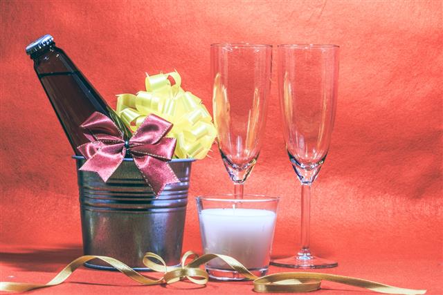 Cool Champagne and glass prepare for Celebration