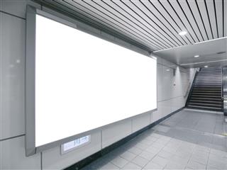 Blank billboard in a monochrome space