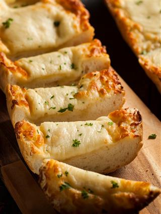 Toasted cheese and garlic bread