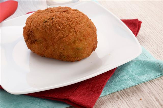 arancini with ham and spinach