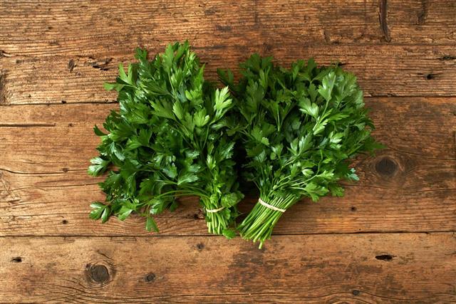 Bunches of fresh parsley