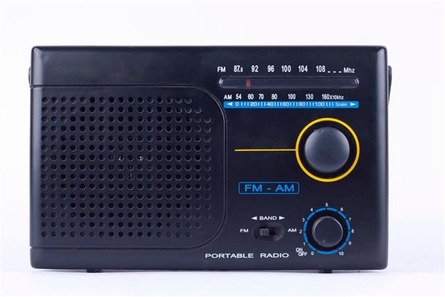 AM, FM portable radio transistor receiver black vintage retro style