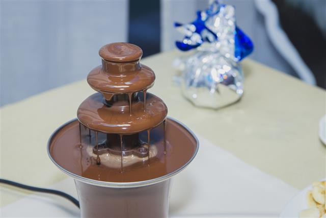 Chocolate fountain in banquet