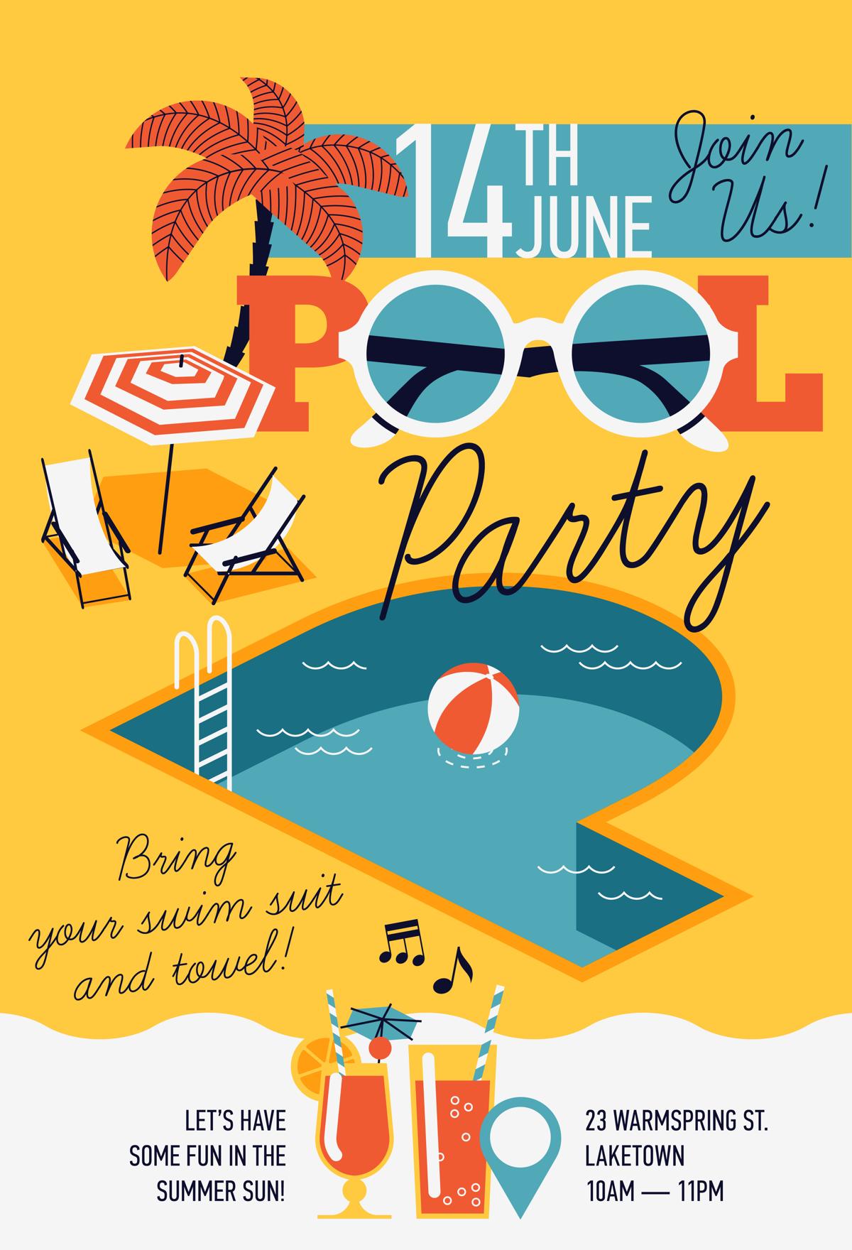 Pool Party Invitations Free Printable Templates