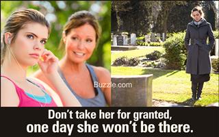 Rude daughter ignores her mother,Woman standing at grave