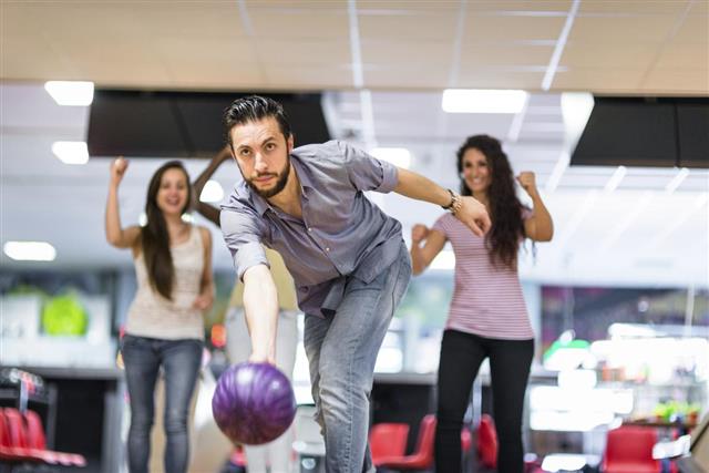 playing bowling , happiness players