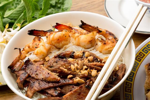 Vietnamese Pork and Shrimp Noodle Bowl