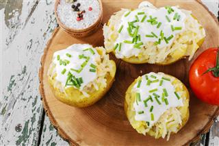 Baked potatoes with cheese