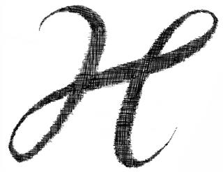 Pen drawing letter 'H'