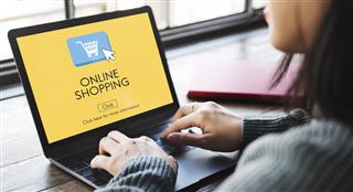  Online-Shopping-E-Business-Konzept für digitale Technologie