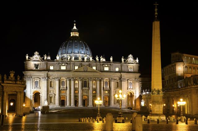 St. Peters Basilica in Rome by night