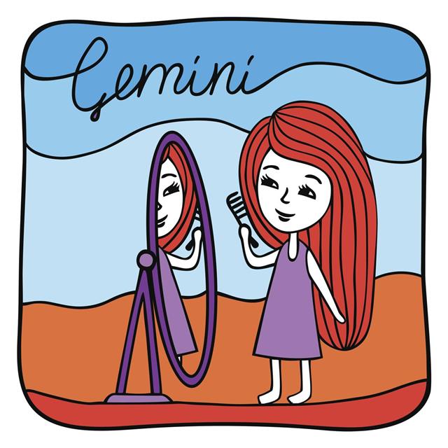 Zodiac signs Gemini. Vector illustration of the girl.