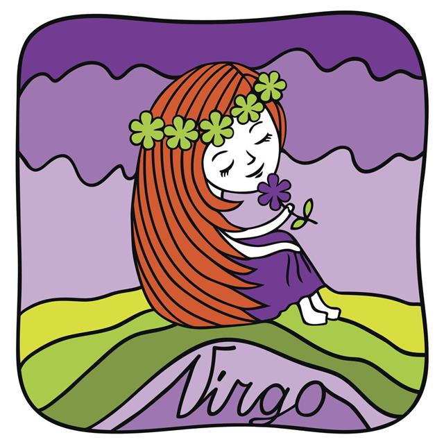Zodiac signs Virgo. Vector illustration of the girl.