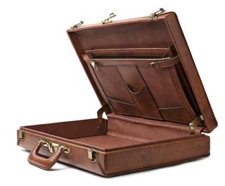Open vintage briefcase