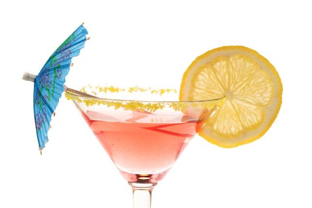 Pink martini with lemon