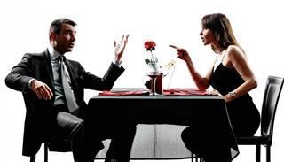 Couples lovers dating dinner dispute arguing