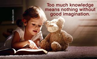 Child little girl reading a magic book in dark home