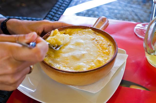 Polenta baked with eggs and cheese