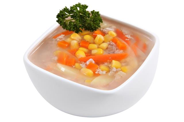 Chinese corn soup in the bowl
