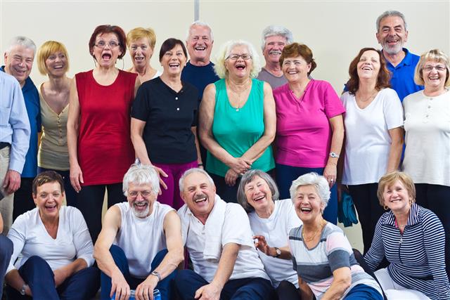 Group of laughing seniors