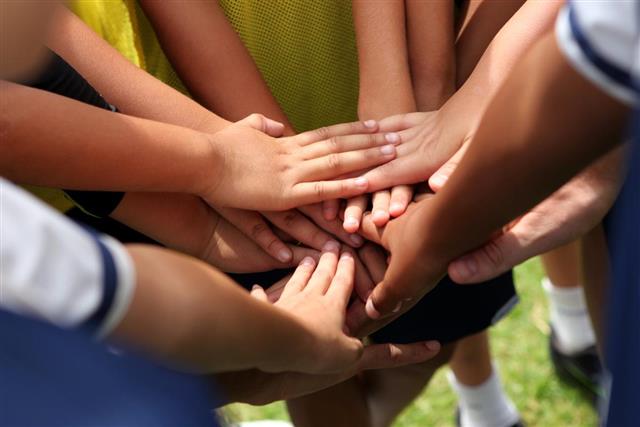 Group of young people's hands