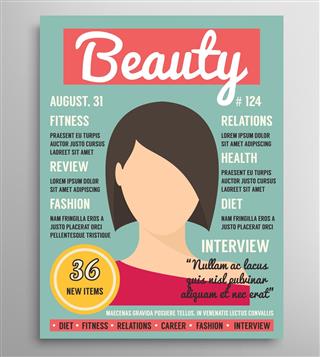 Magazine cover template about beauty, fashion and health for women
