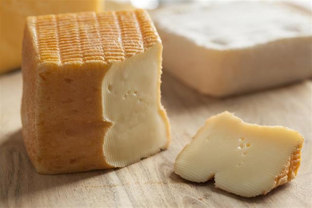 Piece of Belgian Limburger cheese