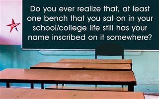 School benches facing blackboard