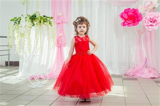 Little girl in a red dress