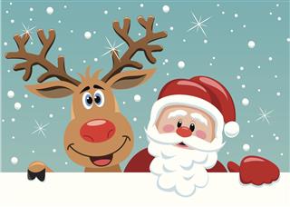 Santa Claus And Deer