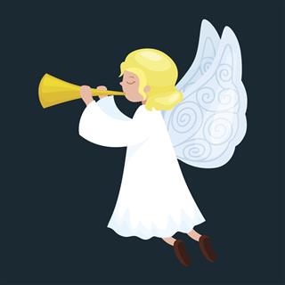 Angel With Wings And Golden Trumpet