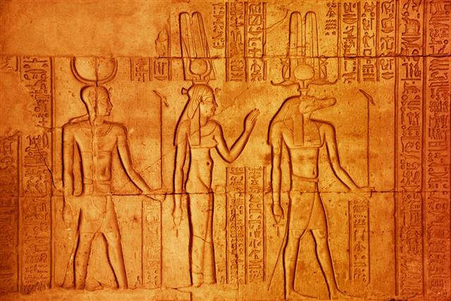 Atum, His Wife Iusaaset and Sobek