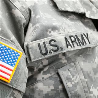 Us Army Patch On Soldiers Uniform