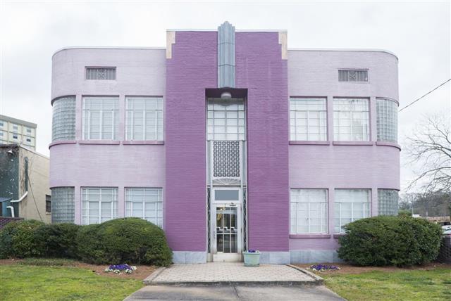 Purple Art Deco Apartment Building