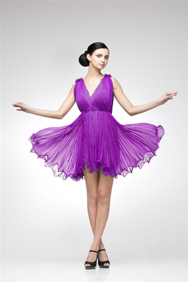 Brunette In Purple Dress