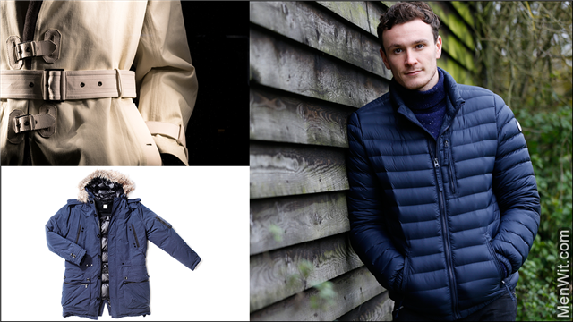 a collage of types of overcoats