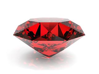 Single Large Ruby On A White Background