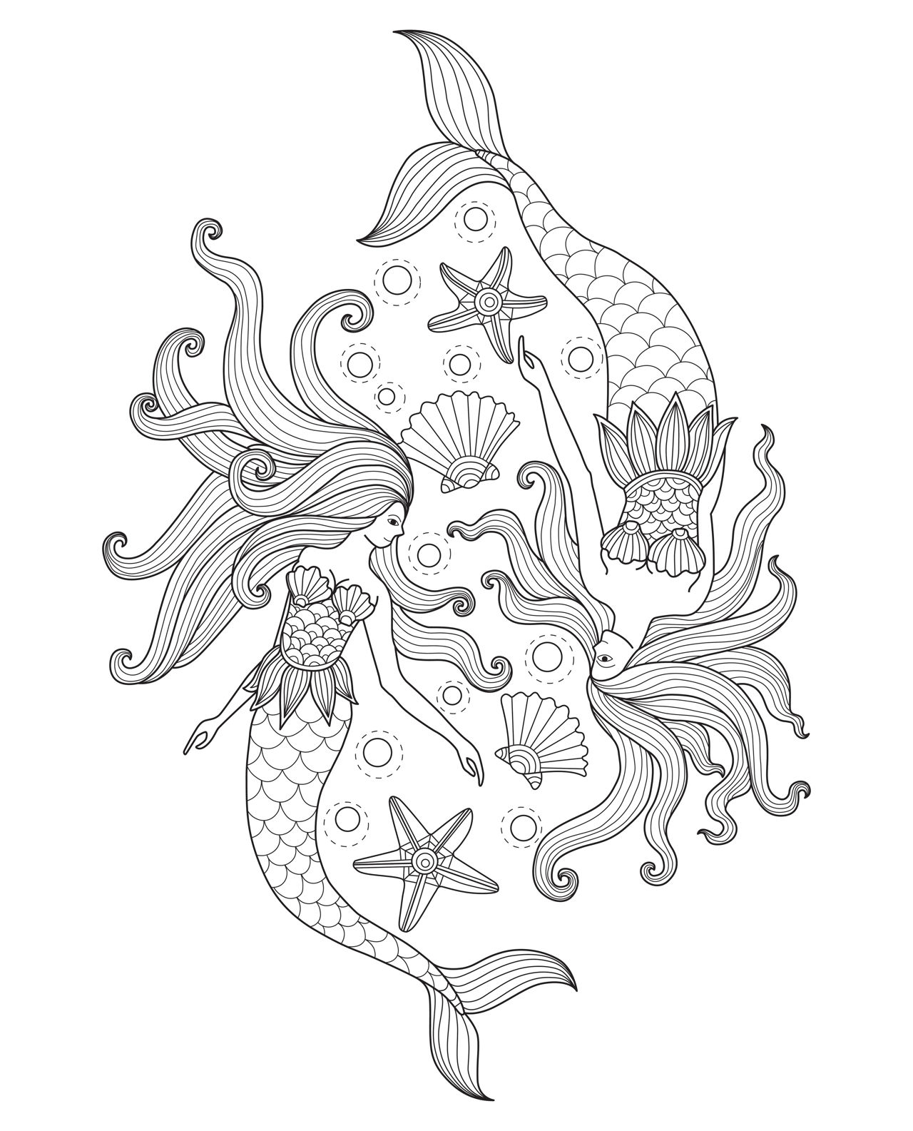 Free Printable Mermaid Coloring Pages for Kids - Art Hearty