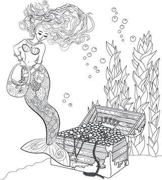 Patterned Illustration Of A Mermaid