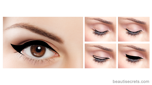 Winged eyeliner for almond shaped eyes