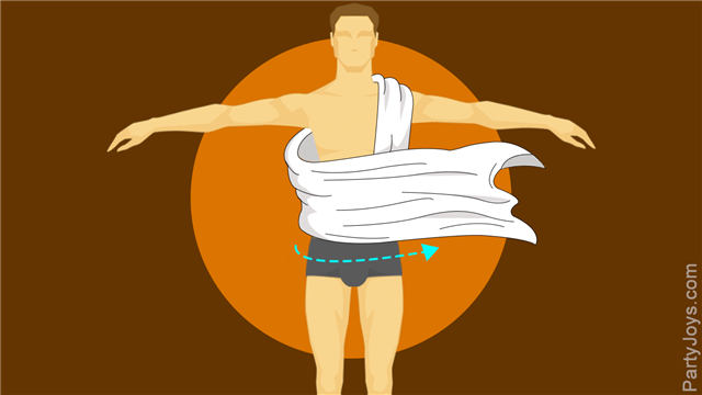 Man backwards toga illustration