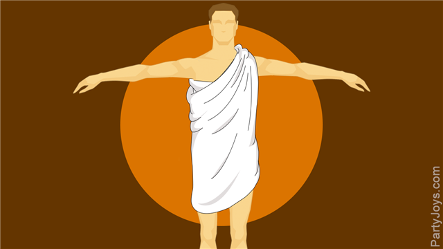 Man backwards toga illustration