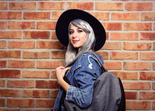 a girl with silver white hair