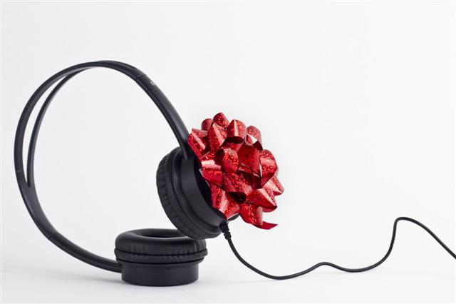 Headphones With Red Ribbon