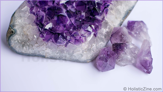 Amethyst on white surface
