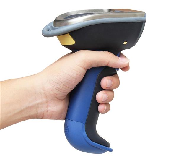 Holding barcode and QR code scanner